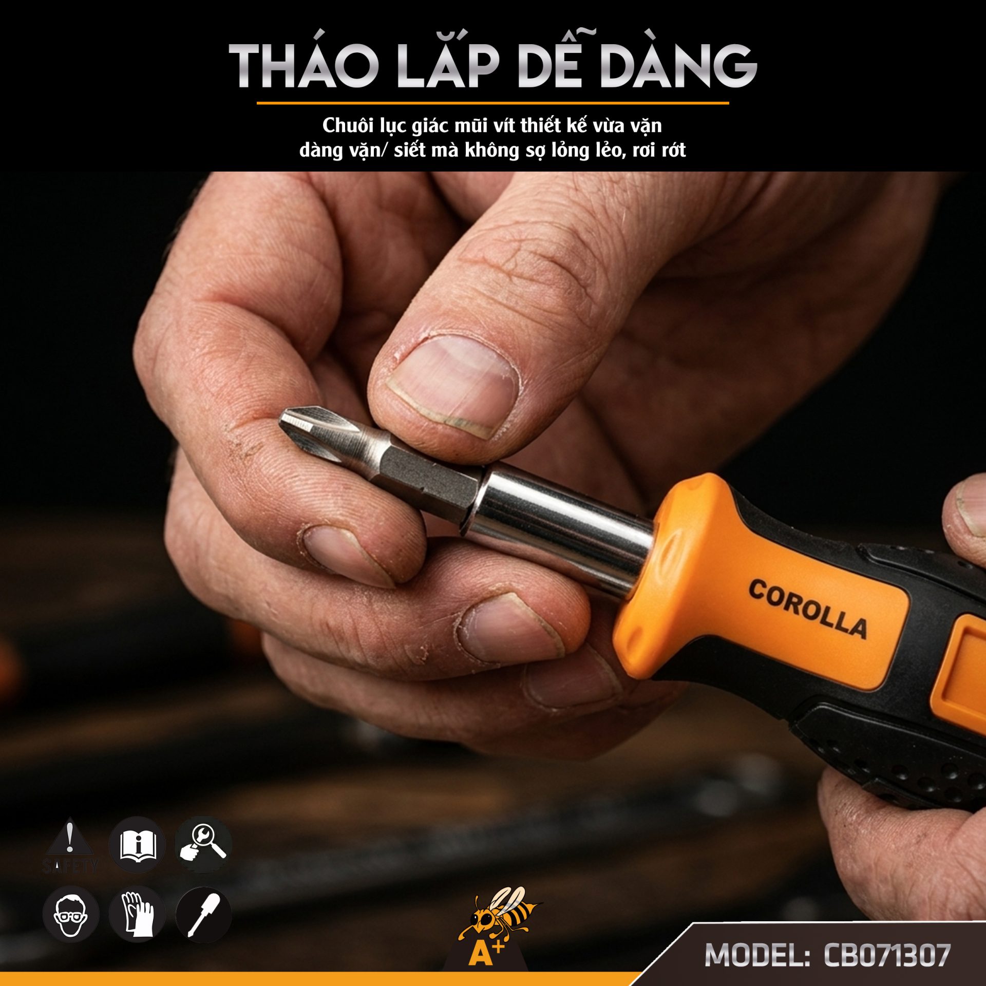 CB071307 - BỘ TUA VÍT ĐỔI ĐẦU 7 CHI TIẾT CÁN NGẮN 3