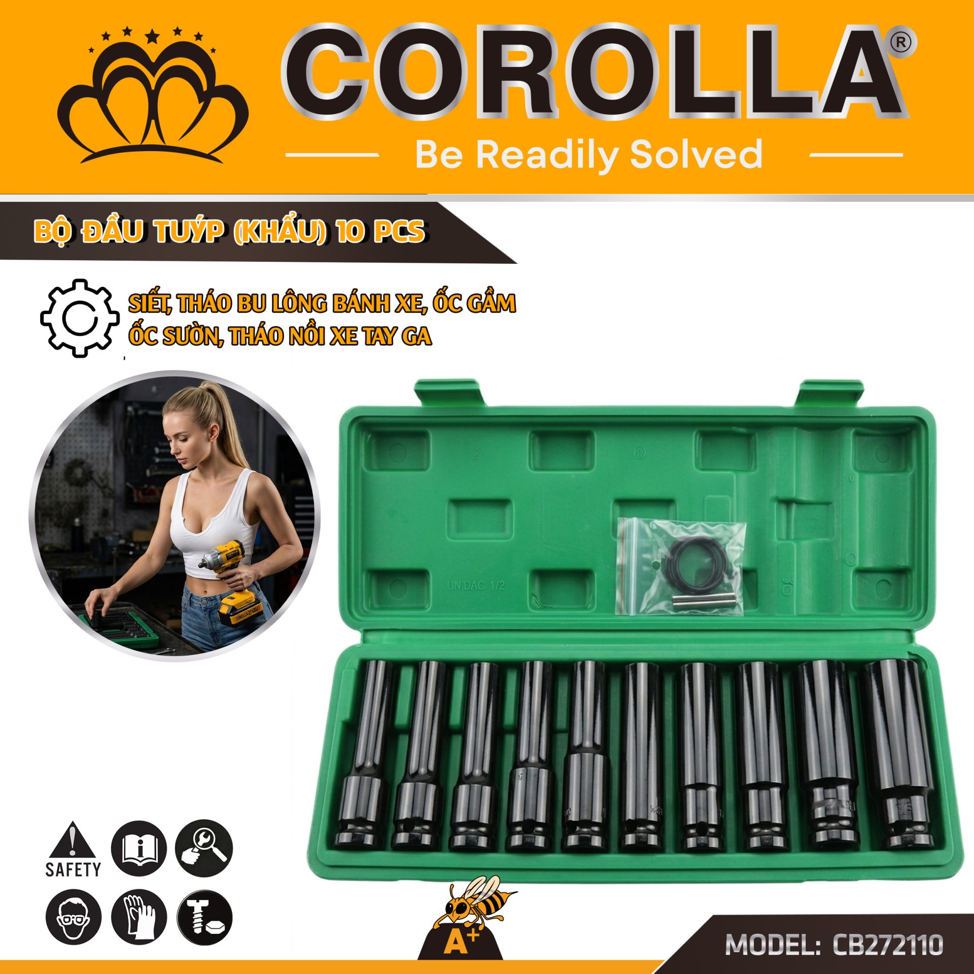 BỘ ĐẦU TUÝP (KHẨU) 10 PCS COROLLA